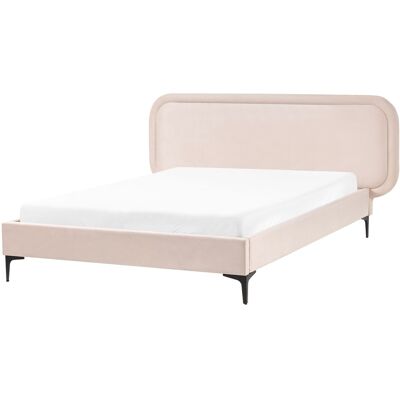 Lit Beliani - Velours Beige Clair 140x200cm Moderne - Publicité Lit Beliani - Velours Beige Clair 140x200cm Moderne - Publicité