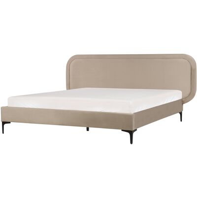 Lit Beliani - Suzette - Lit Double en Velours Beige - Style Moderne - Publicité Lit Beliani - Suzette - Lit Double en Velours Beige - Style Moderne - Publicité