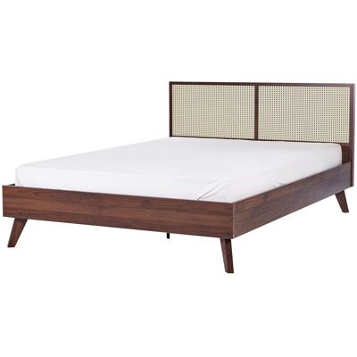 Beliani Lit Double Moderne Boho 140 X 200 Cm Tête De Lit En Rotin Bois Foncé Monpazier - Publicité Beliani Lit Double Moderne Boho 140 X 200 Cm Tête De Lit En Rotin Bois Foncé Monpazier - Publicité