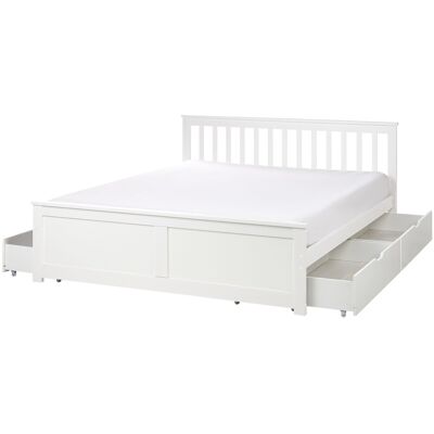 BELIANI Lit Minimaliste en Pin avec Rangement - 4 tiroirs, 160x200cm - Publicité BELIANI Lit Minimaliste en Pin avec Rangement - 4 tiroirs, 160x200cm - Publicité
