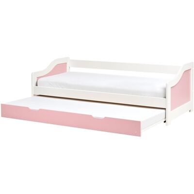 Beliani Lit Gigogne Chambre Enfant Avec Cadre Coulissant Simple 90 X 200 Cm En Bois Rose - Publicité Beliani Lit Gigogne Chambre Enfant Avec Cadre Coulissant Simple 90 X 200 Cm En Bois Rose - Publicité