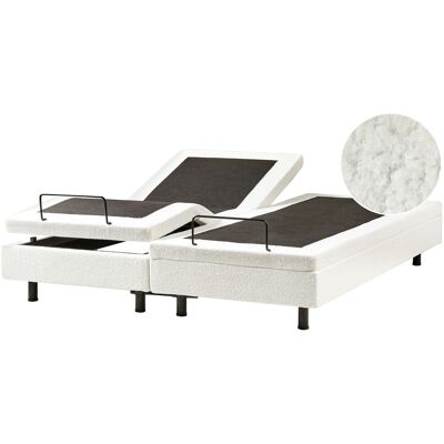 Beliani Lit Double À Réglage Électrique Avec Télécommande 180 X 200cm Bouclé Blanc Cassé - Publicité Beliani Lit Double À Réglage Électrique Avec Télécommande 180 X 200cm Bouclé Blanc Cassé - Publicité