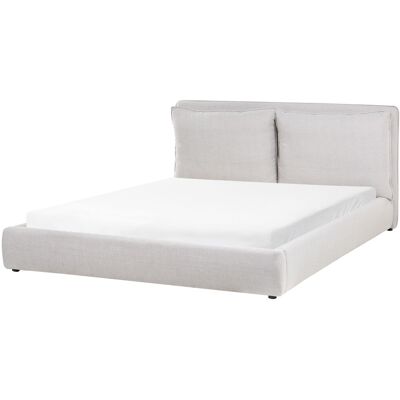 Beliani Lit Double Moderne 180 X 200 Cm Avec Tête De Lit Rembourrée En Tissu Gris Clair - Publicité Beliani Lit Double Moderne 180 X 200 Cm Avec Tête De Lit Rembourrée En Tissu Gris Clair - Publicité