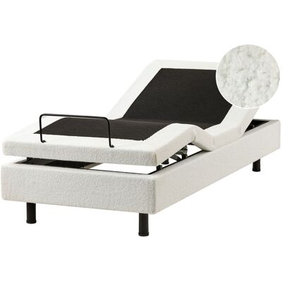 Beliani Lit À Réglage Électrique Avec Télécommande Lit 80 X 200 Cm En Bouclé Blanc Cass - Publicité Beliani Lit À Réglage Électrique Avec Télécommande Lit 80 X 200 Cm En Bouclé Blanc Cass - Publicité