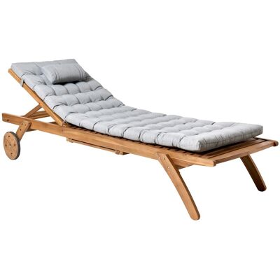 Beliani Chaise Longue En Bois D'Acacia Transat Terrasse Patio Incurvé Avec Coussin - Publicité Beliani Chaise Longue En Bois D'Acacia Transat Terrasse Patio Incurvé Avec Coussin - Publicité