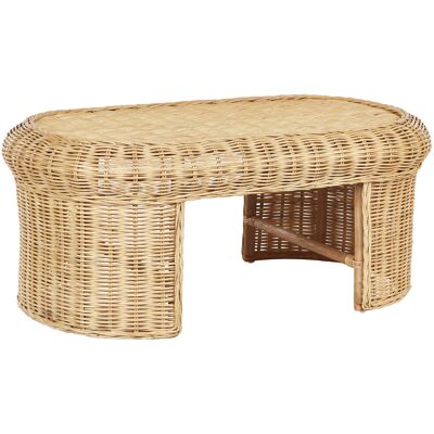 Table de jardin Beliani - Style bohème en rotin ovale 96x60cm - Publicité Table de jardin Beliani - Style bohème en rotin ovale 96x60cm - Publicité