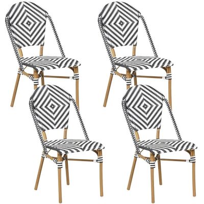 Beliani - Lot De 4 Chaises De Jardin - Rifreddo - En Rotin, Noir Et Blanc - Publicité Beliani - Lot De 4 Chaises De Jardin - Rifreddo - En Rotin, Noir Et Blanc - Publicité