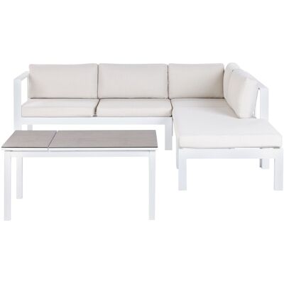 Ensemble de Jardin Moderne Beliani - 5 Places, Tables en Verre, Coussins - Publicité Ensemble de Jardin Moderne Beliani - 5 Places, Tables en Verre, Coussins - Publicité