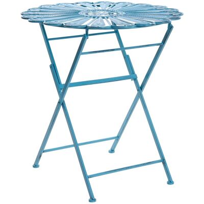 Beliani Table De Bistrot D'Extérieur Ronde En Métal Effet Vieilli Bleu Pavia - Publicité Beliani Table De Bistrot D'Extérieur Ronde En Métal Effet Vieilli Bleu Pavia - Publicité
