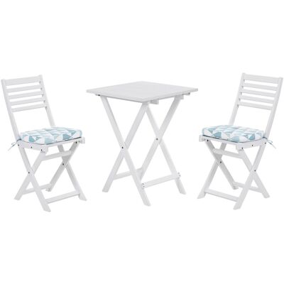 Ensemble de bistrot blanc FIJI de Beliani avec coussins - Ensemble de bistro - Publicité Ensemble de bistrot blanc FIJI de Beliani avec coussins - Ensemble de bistro - Publicité