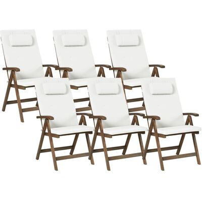 Beliani Lot De 6 Chaises De Jardin Rustique En Bois D'Acacia Pliables Et Réglables Avec - Publicité Beliani Lot De 6 Chaises De Jardin Rustique En Bois D'Acacia Pliables Et Réglables Avec - Publicité