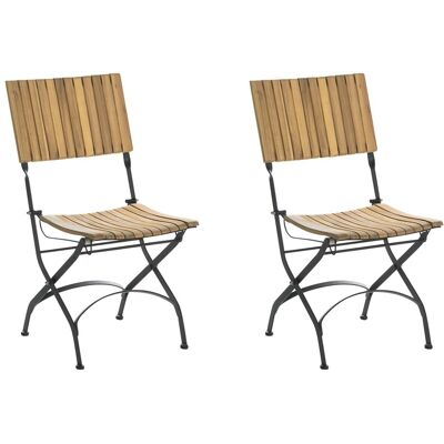Beliani Lot De 2 Chaises De Jardin Moderne Structure En Acier Bois D'Acacia Stratifié Sa - Publicité Beliani Lot De 2 Chaises De Jardin Moderne Structure En Acier Bois D'Acacia Stratifié Sa - Publicité