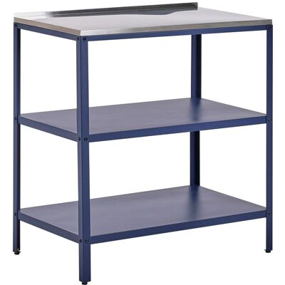 Beliani Îlot De Cuisine Extérieur Acier 80x50x92cm Avec Étagères Et Plan De Travail Bleu - Publicité Beliani Îlot De Cuisine Extérieur Acier 80x50x92cm Avec Étagères Et Plan De Travail Bleu - Publicité