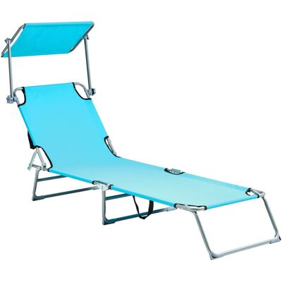 Beliani Bain De Soleil Inclinable Et Pliant Avec Auvent En Polyester Et Acier Turquoise - Publicité Beliani Bain De Soleil Inclinable Et Pliant Avec Auvent En Polyester Et Acier Turquoise - Publicité