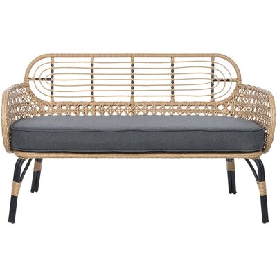 Canapé Beliani Gris Naturel en Rotin PE 2 Places - Banc de Jardin - Publicité Canapé Beliani Gris Naturel en Rotin PE 2 Places - Banc de Jardin - Publicité