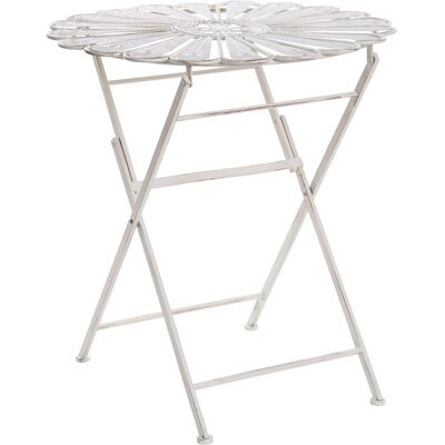 Beliani Table De Bistrot D'Extérieur Ronde En Métal Effet Vieilli Blanc Cassé Pavia - Publicité Beliani Table De Bistrot D'Extérieur Ronde En Métal Effet Vieilli Blanc Cassé Pavia - Publicité