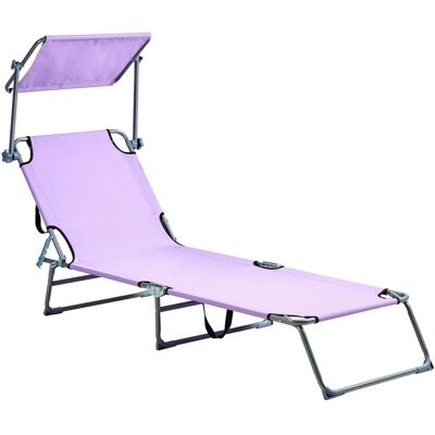Beliani Bain De Soleil Inclinable Et Pliant Avec Auvent En Polyester Et Acier Violet Fol - Publicité Beliani Bain De Soleil Inclinable Et Pliant Avec Auvent En Polyester Et Acier Violet Fol - Publicité