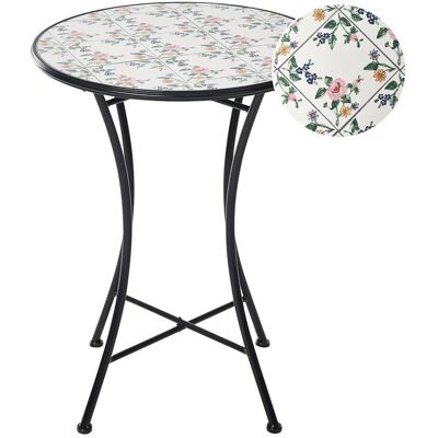 Beliani Table De Bistrot De Jardin En Métal Fer Forgé Plateau En Mosaïque Céramique Noir - Publicité Beliani Table De Bistrot De Jardin En Métal Fer Forgé Plateau En Mosaïque Céramique Noir - Publicité