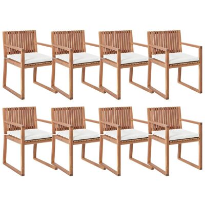 Beliani Lot De 8 Chaises De Jardin Rustique En Bois D'Acacia Certifié Avec Coussins Imit - Publicité Beliani Lot De 8 Chaises De Jardin Rustique En Bois D'Acacia Certifié Avec Coussins Imit - Publicité