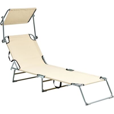 Beliani Bain De Soleil Inclinable Et Pliant Avec Auvent En Polyester Et Acier Beige Foli - Publicité Beliani Bain De Soleil Inclinable Et Pliant Avec Auvent En Polyester Et Acier Beige Foli - Publicité