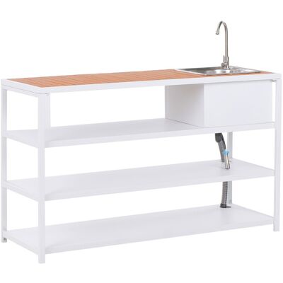 Beliani Ilot De Cuisine De Jardin Avec Evier En Acier 159 X 50 X 91 Cm Extérieur 3 Etagè - Publicité Beliani Ilot De Cuisine De Jardin Avec Evier En Acier 159 X 50 X 91 Cm Extérieur 3 Etagè - Publicité