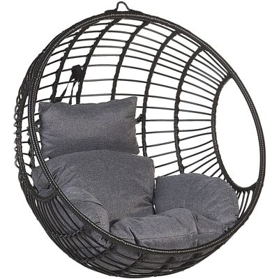 Beliani - Fauteuil Suspendu - Aspio - En Rotin, Noir, Coussin Gris - Publicité Beliani - Fauteuil Suspendu - Aspio - En Rotin, Noir, Coussin Gris - Publicité