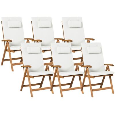 Beliani Lot De 6 Chaises Rustique Pliantes De Jardin En Bois D'Acacia Avec Coussins Blan - Publicité Beliani Lot De 6 Chaises Rustique Pliantes De Jardin En Bois D'Acacia Avec Coussins Blan - Publicité