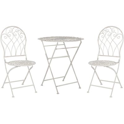 Beliani Ensemble De Bistrot En Métal Blanc Cassé Table Et 2 Chaises Pliantes Balcon - Publicité Beliani Ensemble De Bistrot En Métal Blanc Cassé Table Et 2 Chaises Pliantes Balcon - Publicité