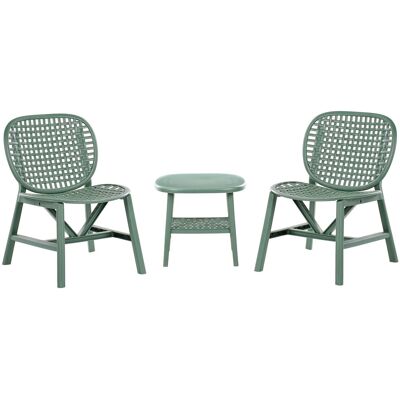Beliani Ensemble Bistrot Table Et Chaises Basses Pour Jardin Matériau Synthétique Vert S - Publicité Beliani Ensemble Bistrot Table Et Chaises Basses Pour Jardin Matériau Synthétique Vert S - Publicité