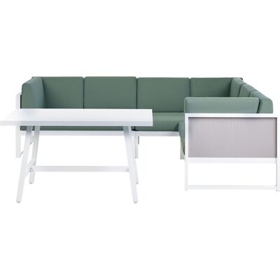 Ensemble de jardin moderne Beliani - Castella/Fratte - Table en aluminium, coussins imperméables - Publicité Ensemble de jardin moderne Beliani - Castella/Fratte - Table en aluminium, coussins imperméables - Publicité