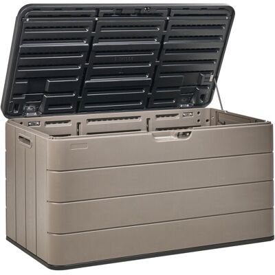 Beliani Coffre De Rangement De Jardin Pour Coussins En Plastique 116 X 60 Cm Marron - Publicité Beliani Coffre De Rangement De Jardin Pour Coussins En Plastique 116 X 60 Cm Marron - Publicité