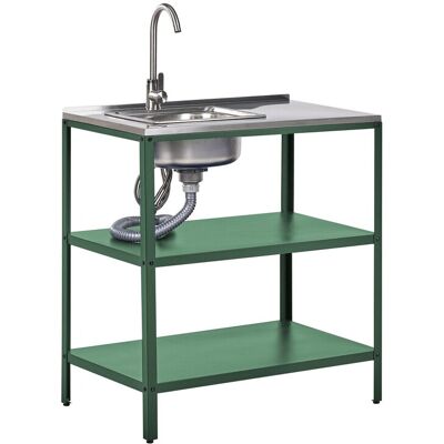 Beliani Îlot De Cuisine D'Extérieur Avec Évier En Acier Inoxydable 80 X 50 X 92 Cm Vert - Publicité Beliani Îlot De Cuisine D'Extérieur Avec Évier En Acier Inoxydable 80 X 50 X 92 Cm Vert - Publicité