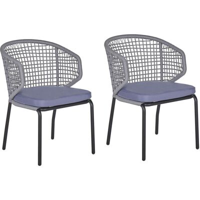 Ensemble de Chaises de Jardin Beliani - Gris, Métal, Coussins - Mobilier d'Extérieur - Publicité Ensemble de Chaises de Jardin Beliani - Gris, Métal, Coussins - Mobilier d'Extérieur - Publicité