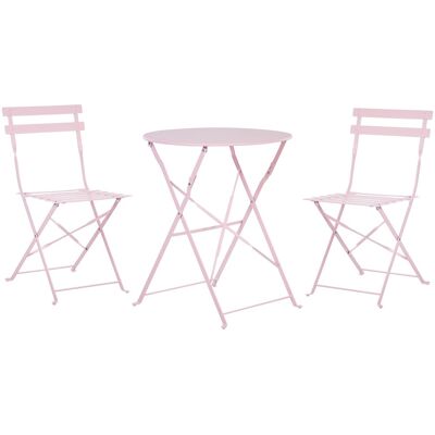 Beliani Salon De Jardin Bistrot Table Et 2 Chaises Pliables En Acier Rose Pastel Fiori - Publicité Beliani Salon De Jardin Bistrot Table Et 2 Chaises Pliables En Acier Rose Pastel Fiori - Publicité