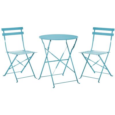 Beliani Salon De Jardin Bistrot Table Et 2 Chaises En Acier Bleu Ciel Avec Patins Fiori - Publicité Beliani Salon De Jardin Bistrot Table Et 2 Chaises En Acier Bleu Ciel Avec Patins Fiori - Publicité