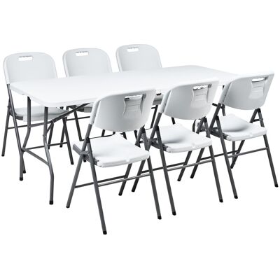 Beliani Salle À Manger De Jardin 6 Places Table 180 X 74 Cm Rectangulaire Chaises Pliant - Publicité Beliani Salle À Manger De Jardin 6 Places Table 180 X 74 Cm Rectangulaire Chaises Pliant - Publicité