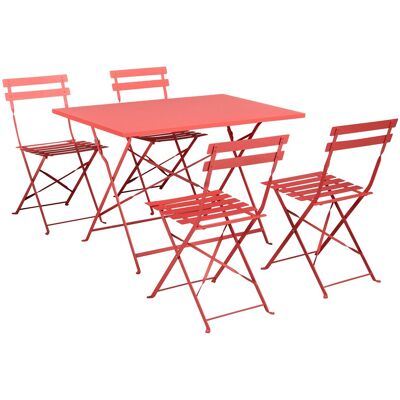 Beliani Ensemble De Salle À Manger De Jardin 4 Places En Acier Table Pliante Avec Chaise - Publicité Beliani Ensemble De Salle À Manger De Jardin 4 Places En Acier Table Pliante Avec Chaise - Publicité