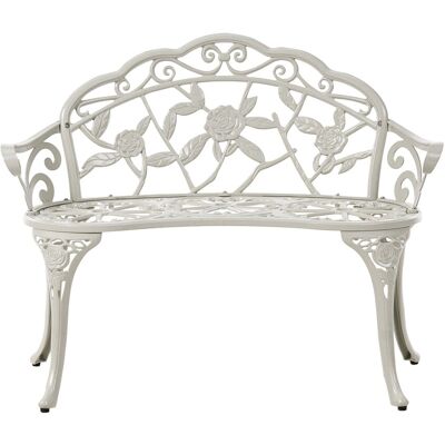 Beliani Banc D'Extérieur Jardin Vintage Métal 2 Places Extérieur Avec Accoudoirs Blanc - Publicité Beliani Banc D'Extérieur Jardin Vintage Métal 2 Places Extérieur Avec Accoudoirs Blanc - Publicité