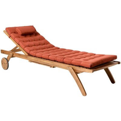 Beliani Chaise Longue En Bois D'Acacia Transat Terrasse Patio Incurvé Avec Coussin - Publicité Beliani Chaise Longue En Bois D'Acacia Transat Terrasse Patio Incurvé Avec Coussin - Publicité