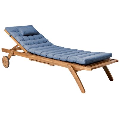 Beliani Chaise Longue En Bois D'Acacia Transat Terrasse Patio Inclinable Avec Coussin Et - Publicité Beliani Chaise Longue En Bois D'Acacia Transat Terrasse Patio Inclinable Avec Coussin Et - Publicité