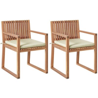 Beliani Lot De 2 Chaises De Jardin Rustique En Bois D'Acacia Certifié Avec Coussins - Publicité Beliani Lot De 2 Chaises De Jardin Rustique En Bois D'Acacia Certifié Avec Coussins - Publicité