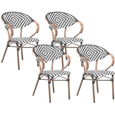 Beliani Lot De 4 Chaises De Jardin Structure En Aluminium Assise En Rotin Pe Noir Et Bla - Publicité Beliani Lot De 4 Chaises De Jardin Structure En Aluminium Assise En Rotin Pe Noir Et Bla - Publicité