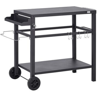 Beliani Chariot De Jardin Acier Métal Service D'Extérieur À Roulettes Noir - Publicité Beliani Chariot De Jardin Acier Métal Service D'Extérieur À Roulettes Noir - Publicité