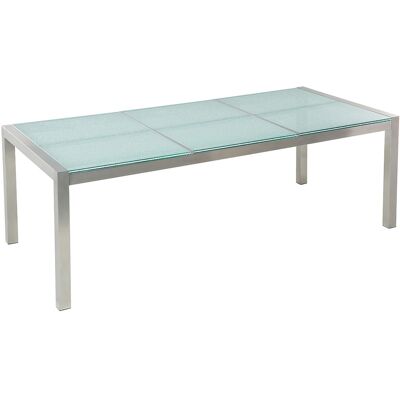 Beliani Table De Jardin Avec Plateau En Verre 220 X 100 Cm Argenté Grosseto - Publicité Beliani Table De Jardin Avec Plateau En Verre 220 X 100 Cm Argenté Grosseto - Publicité
