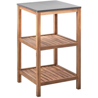 Beliani Ilot De Cuisine D'Extérieur En Bois D'Acacia 50 X 50 X 83 Cm Avec 2 Étagères Pla - Publicité Beliani Ilot De Cuisine D'Extérieur En Bois D'Acacia 50 X 50 X 83 Cm Avec 2 Étagères Pla - Publicité