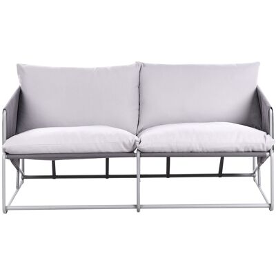 Beliani Canapé Bas 2 Places En Métal Assise Large Avec Coussins D'Assise Et Dossier - Publicité Beliani Canapé Bas 2 Places En Métal Assise Large Avec Coussins D'Assise Et Dossier - Publicité