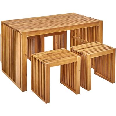 Beliani Ensemble De Salle À Manger Intérieur Et Extérieur Table Et 4 Tabourets En Bois D - Publicité Beliani Ensemble De Salle À Manger Intérieur Et Extérieur Table Et 4 Tabourets En Bois D - Publicité