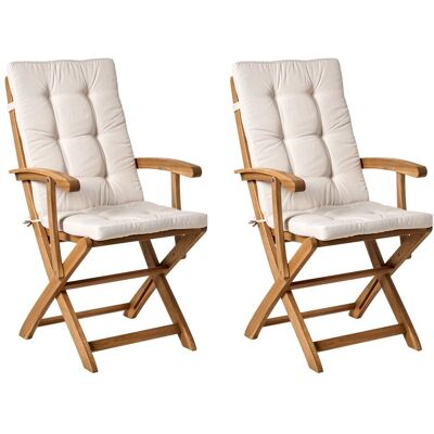 Beliani Lot De 2 Chaises De Jardin Pliantes En Bois Salle À Manger Extérieur Avec Coussi - Publicité Beliani Lot De 2 Chaises De Jardin Pliantes En Bois Salle À Manger Extérieur Avec Coussi - Publicité