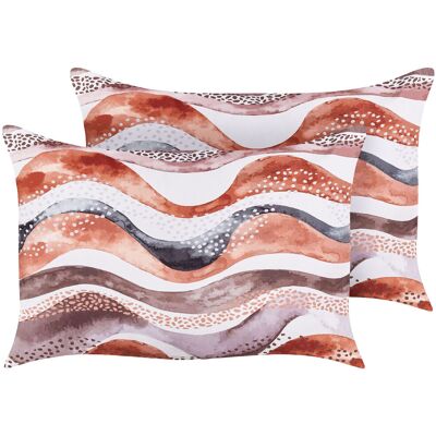 Coussins d'Extérieur Beliani 2 Pièces - Marron, Motif Abstrait, 40x60cm - Publicité Coussins d'Extérieur Beliani 2 Pièces - Marron, Motif Abstrait, 40x60cm - Publicité