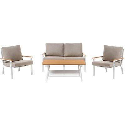 Beliani Ensemble Moderne De Jardin En Aluminium 4 Places Canapés Avec Table Basse Et Cou - Publicité Beliani Ensemble Moderne De Jardin En Aluminium 4 Places Canapés Avec Table Basse Et Cou - Publicité